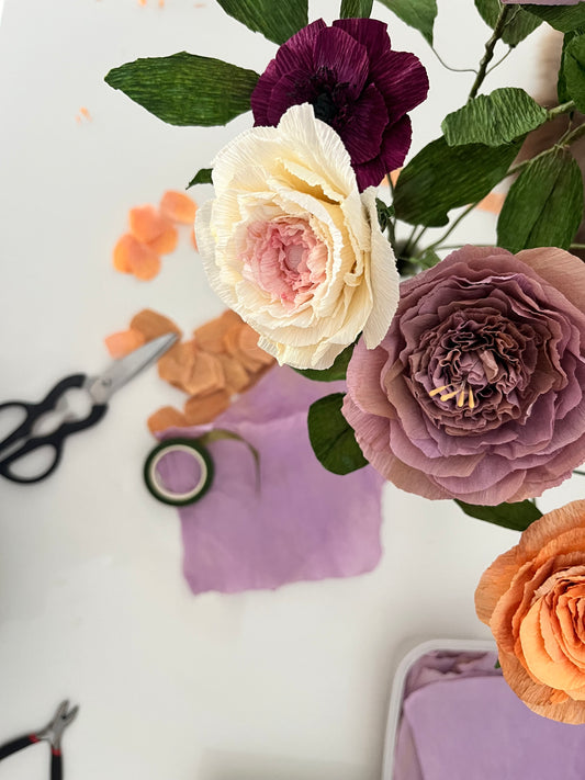 fleurs en papier crépon