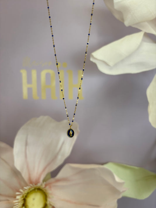Collier notre dame bleu