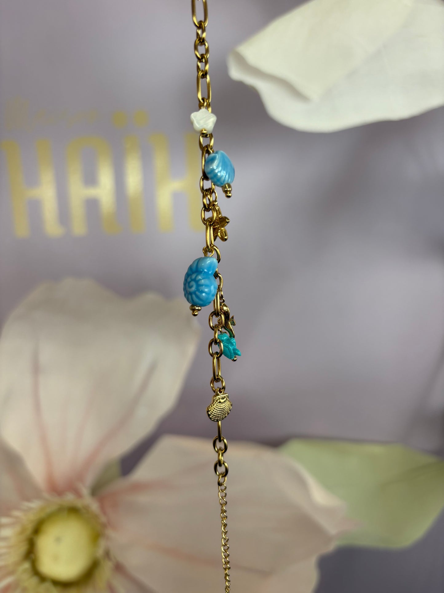 Bracelet breloque bleu escargot